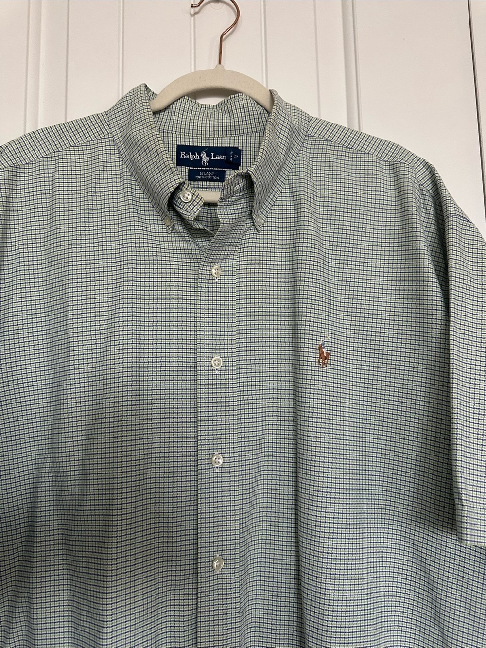 Ralph Lauren Men’s Short-Sleeve Button-Down Shirt in Light Green Check - Picture 2 of 7